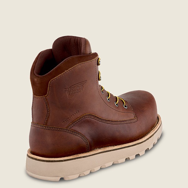 Red Wing Safety Boots Brown - Mens Traction Tred Lite - 6-inch Waterproof Toe - 9842-CFHYS